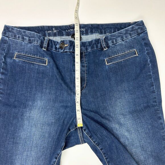 Lane Bryant Flare Jeans Genius Fit Deep Blue Denim Y2K White Stitching 18 Plus - Picture 7 of 10